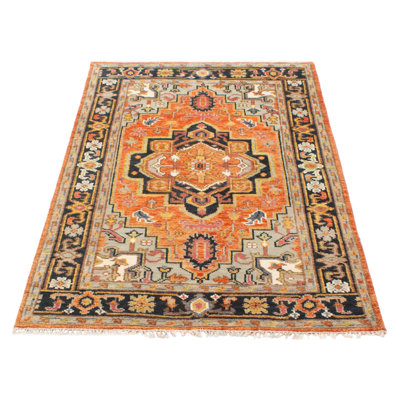 Hand-knotted Jules Serapi Dark Copper Wool Rug 4'11" x 8'1"