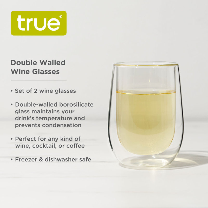 Clear Borosilicate Double-Walled Stemless Wine Glass Set