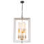 Luminaire suspendu lustre moderne rectangulaire noir et doré à 8 lumières 19,7 po avec abat-jour en verre rayé transparent, hauteur réglable pour le vestibule de l'îlot de cuisine