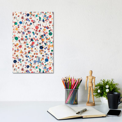 Drops Watercolor Texture Blue Yellow by Ninola Design - Wrapped Canvas Painting