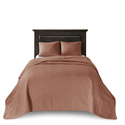 3 Piece Reversible Quilt Clay Red King/ King - Summer Bedding With Winter Warmth Option, Quilting, Pre-washed Cotton Filling, And 2 Shams, Machine Washable All Season Selection, &