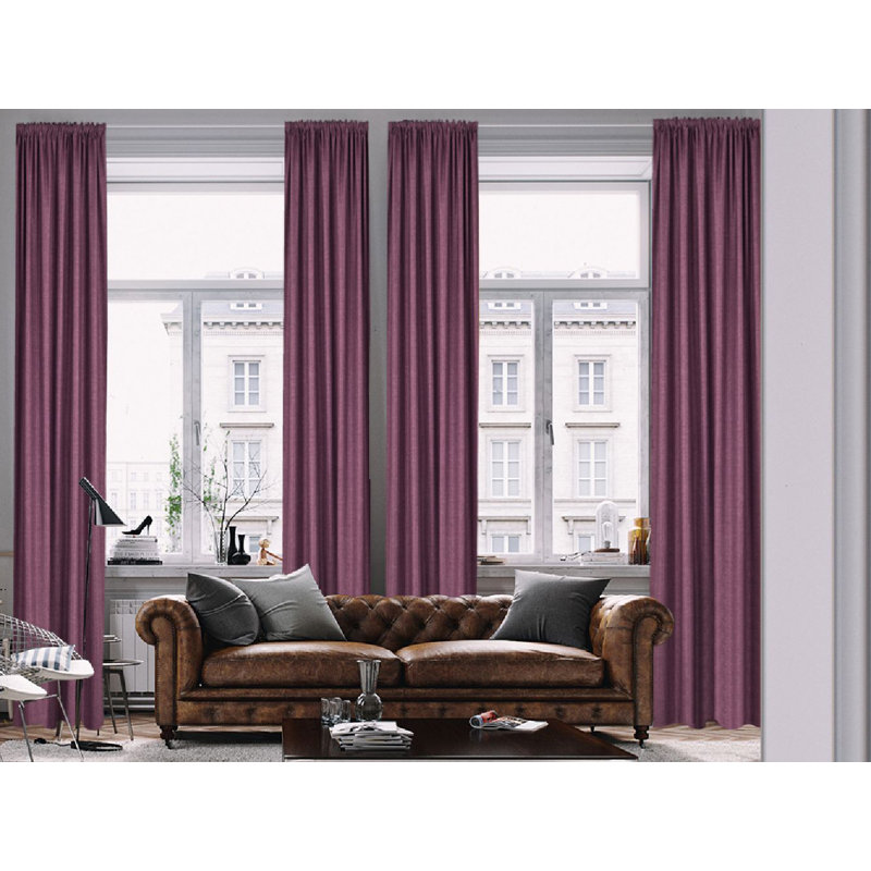 Extra Long & Extra Wide Faux Linen Decorative Curtain Single Panel, 140cm Width x 245cm Drop, Purple