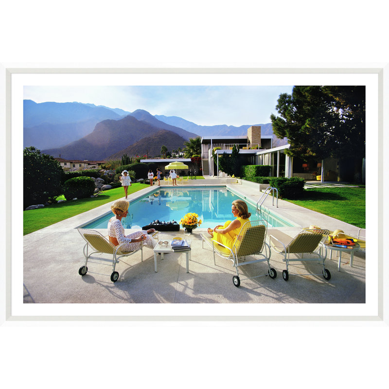 Poolside Glamour Print by Slim Aarons, White Framed Paper, 43.5" H x 59.5" W x 1.5" D