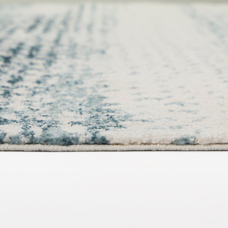 Antwan Blue/Cream Watercolor Abstract Area Rug, Rectangle 7'10" x 10'