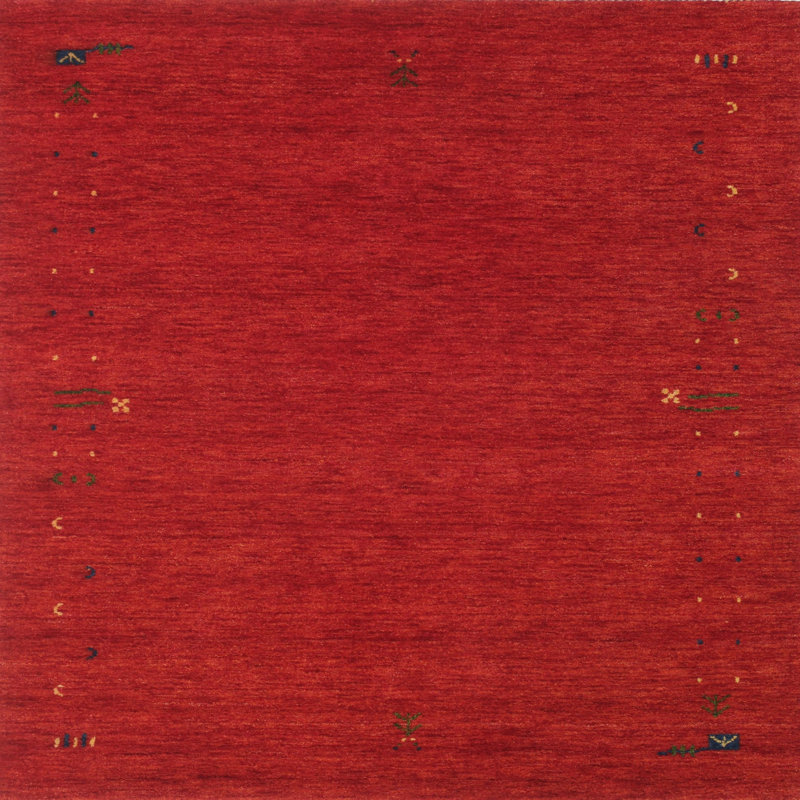 Tapis de zone rouge contemporaine, Carré 8 pi