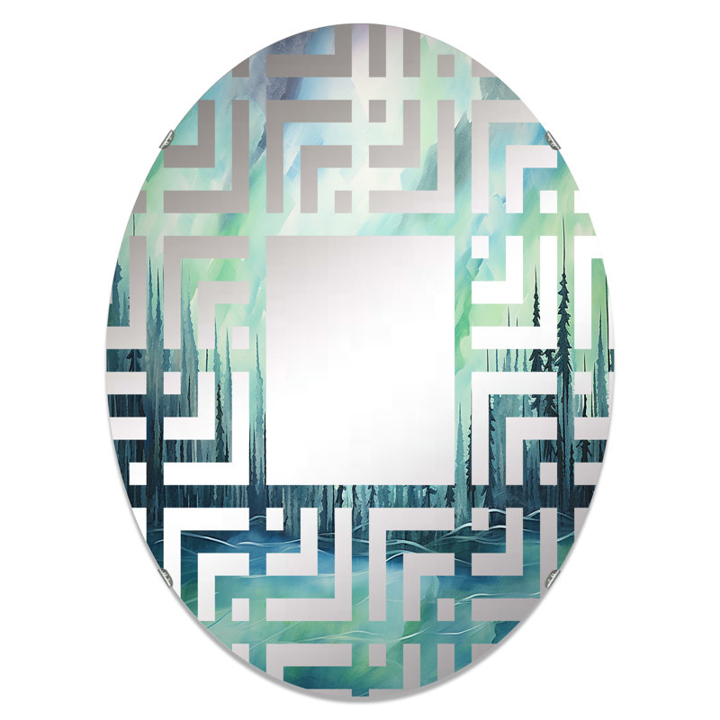 Miroir décoratif Northern Lights Scenery Minimalisme II - Maze-MIR117157-Ovale, 35,4 po x 23,6 po