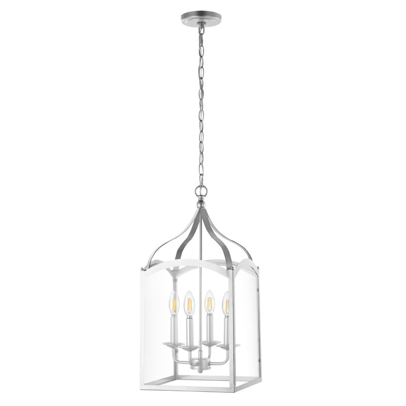 Luminaire suspendu rectangulaire à 4 lumières Viraj, Argent
