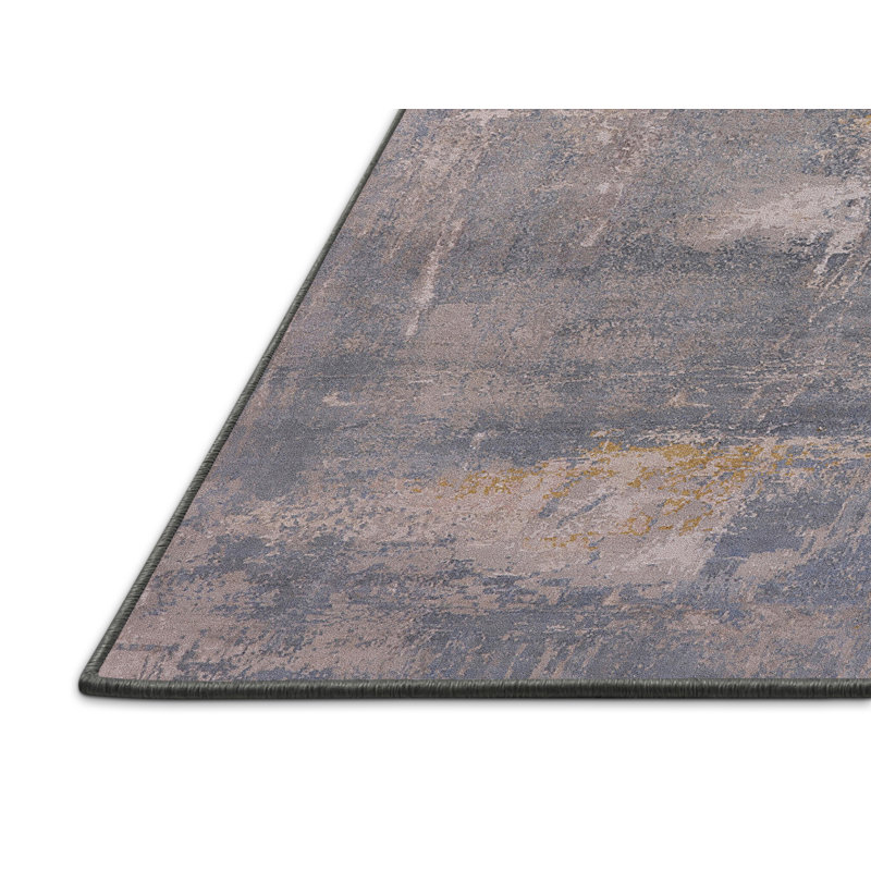 Tapis abstrait gris / bleu, Rectangle 7 pi x 10 pi