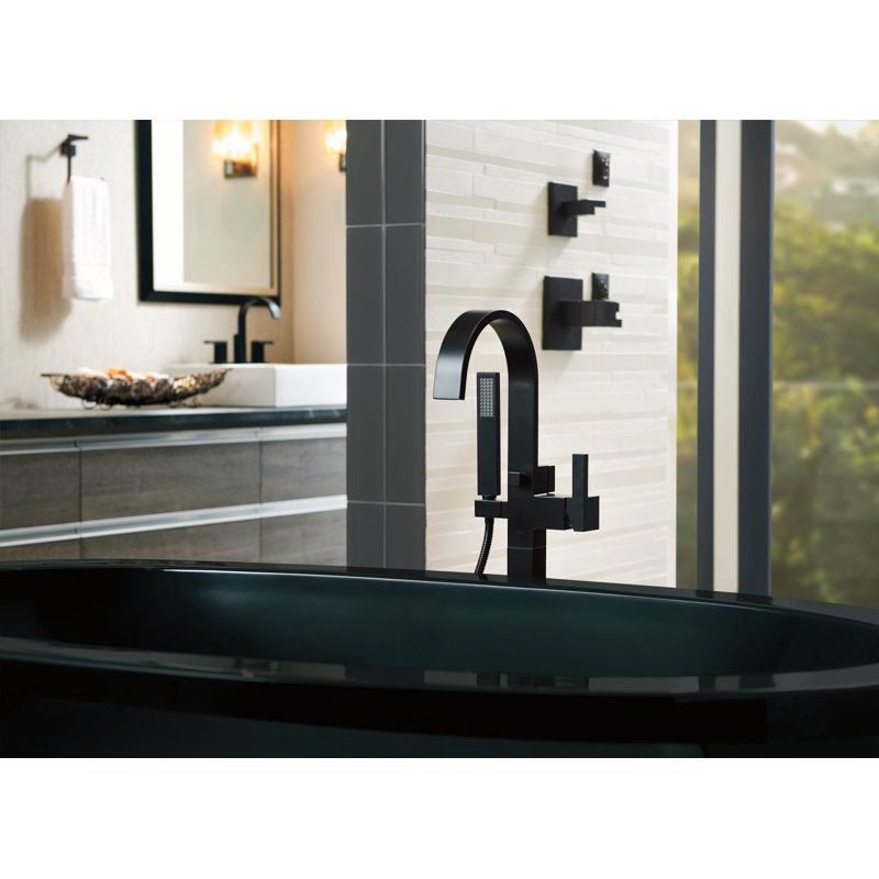 Siderna® Single-Handle Freestanding Tub Filler, Matte Black