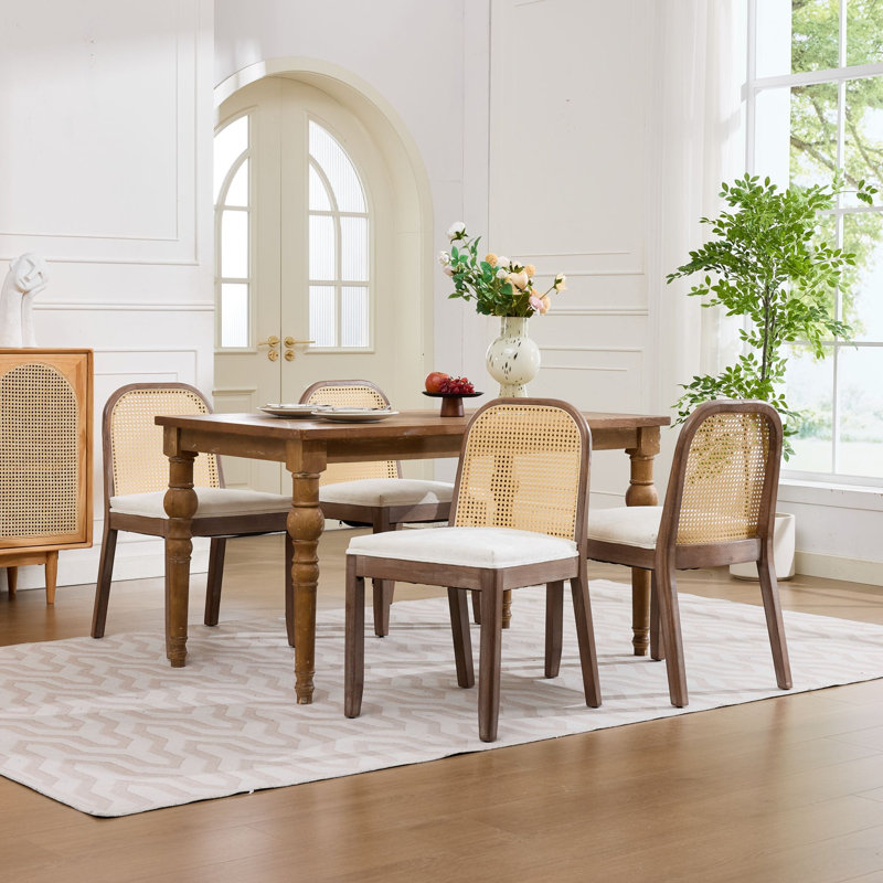 Chaise de salle à manger Mid Century, 4, Beige