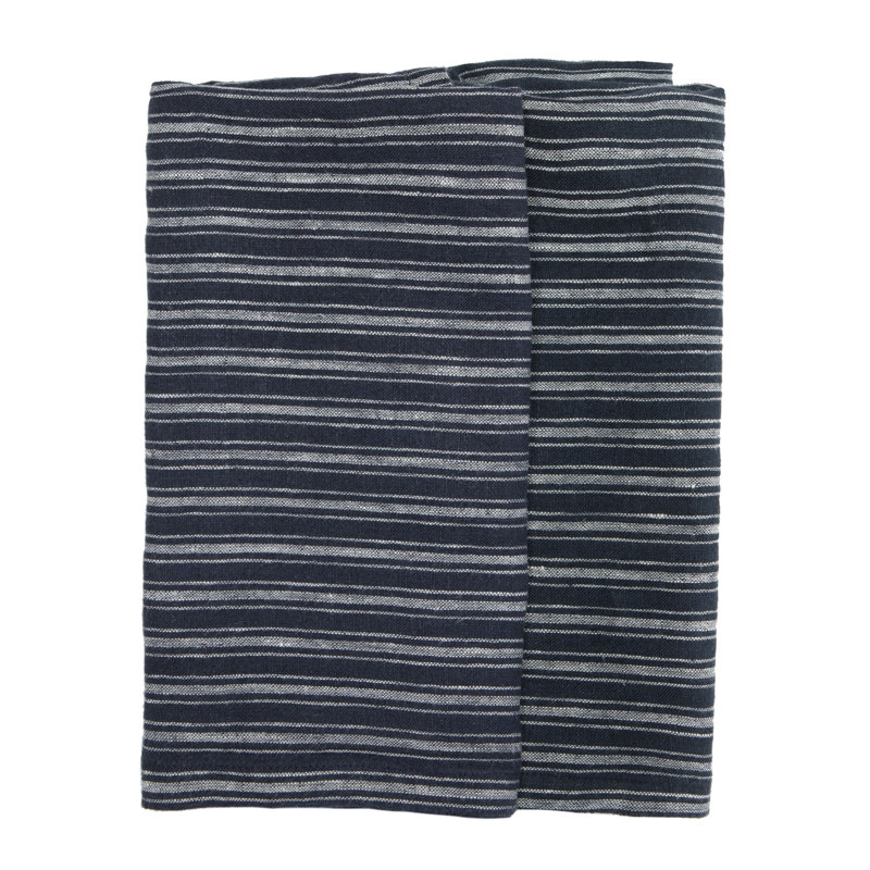 Ensemble de 2 torchons en lin à rayures bateau 20 po x 30 po, Indigo/Blanc