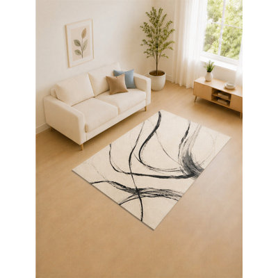 Tapis gris anthracite et ivoire 5 pi x 7 pi pour salon, tapis doux à poils courts avec envers en silicone antidérapant, décor pour la chambre à coucher et le bureau personnel