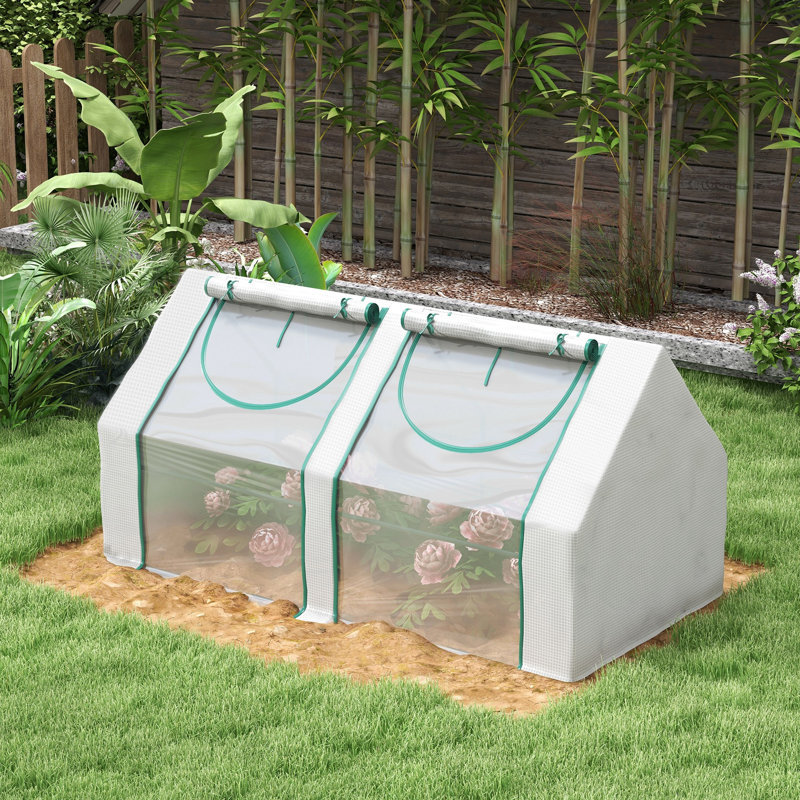 Clear Portable Greenhouse 6' X 3' 3', Steel, 2 Pe/Plastic Covers, User- Windows Garden Greenhouse, With Covers & Multi-Purpose Windows,