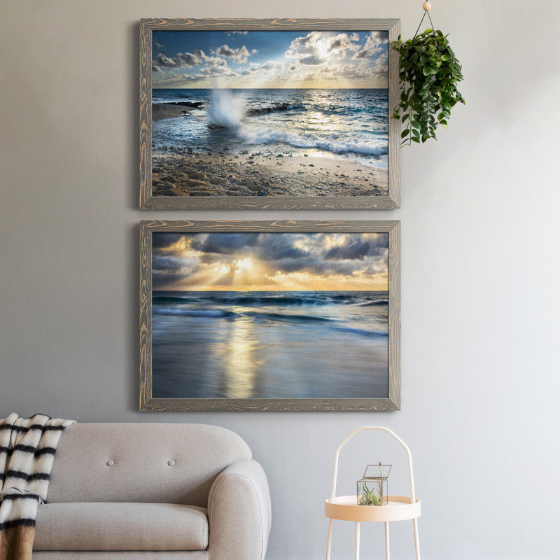Caribbean Sundown - ensemble de 2 photos sur toile tendues, H 31,5 po x l 47 po x P 1,5 po, Encadré gris