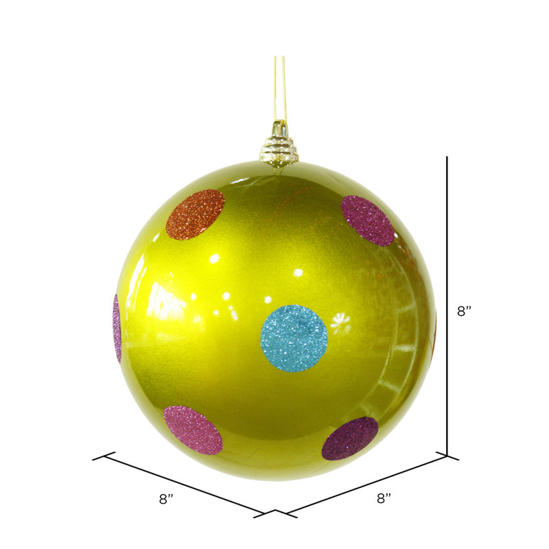 Ornement boule de Noël bonbon à pois, l 8 po x P 8 po, Rouge