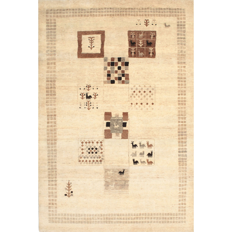 Tapis beige/brun/noir contemporain, Rectangle 2 pi x 4 pi