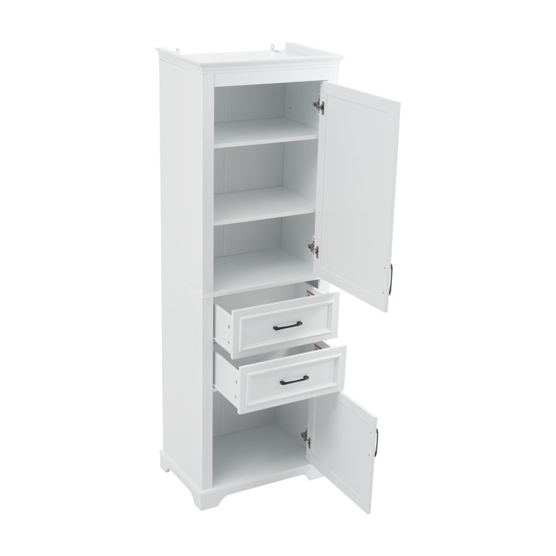 Armoire à linge autoportante pour rangement de salle de bain, White