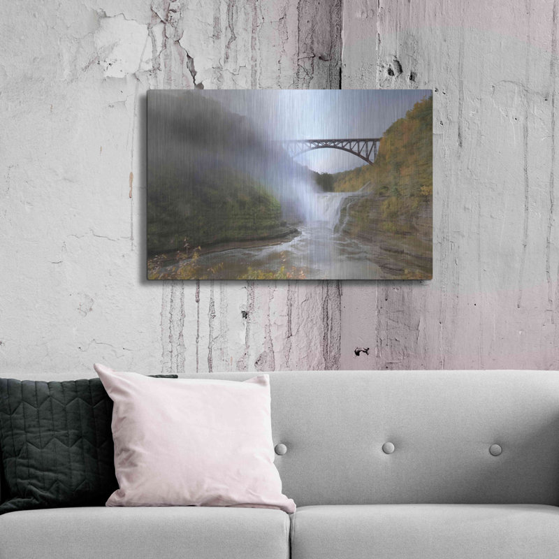 Art mural luxueux «Letchworth Upper Falls» par Lori Deiter, art mural en métal, 36 po x 24 po, H 24 po x l 36 po