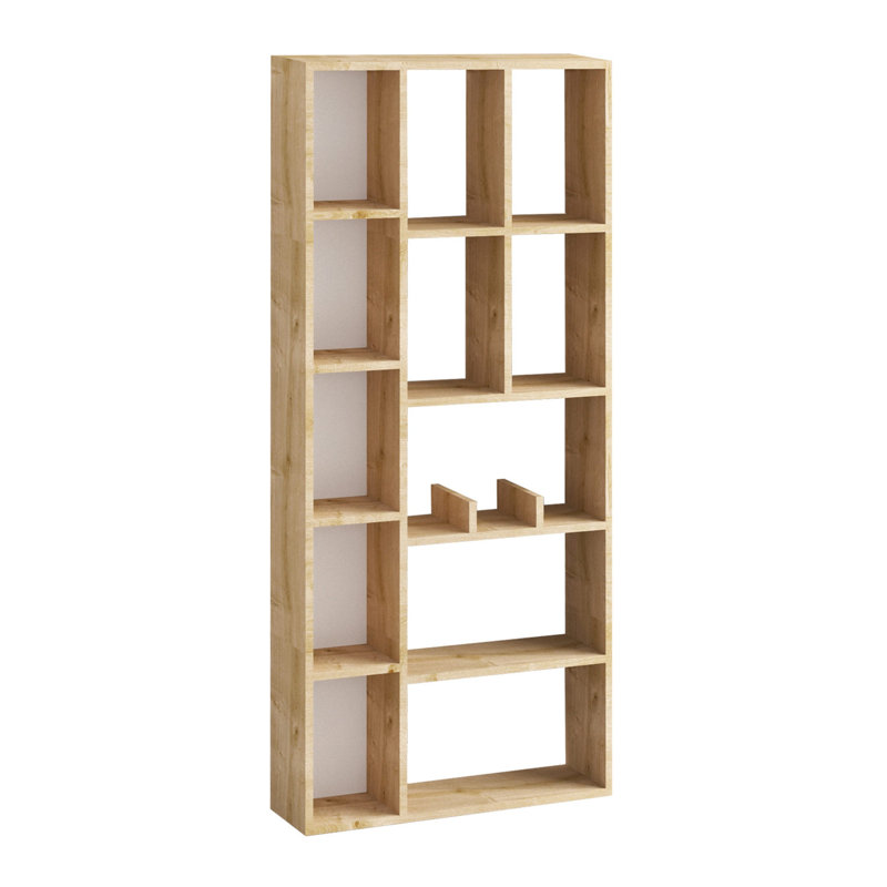Bibliothèque Modern Modern Sapphire Oak, 29,5 x 67,0 x 7,1 pouces | Panneau de particules 100% enduit de mélamine pour plus de durabilité | Solution de rangement élégante pour la maison ou le bureau | Conception élégante avec amplement d'espace pour les livres et la décoration | Parfait pour les intérieurs contemporains