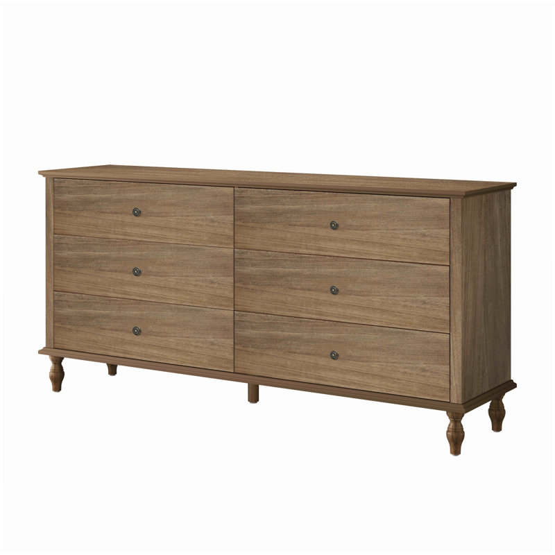 Commode double 6 tiroirs Rustic Farmhouse, Brun