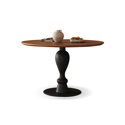 Nut-brown Round Solid Wood Dining table
