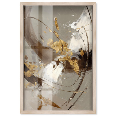 Golden Arc II Shadowbox Print Gold Wall Decor by Art Remedy, Blonde Frame, 24 x 36