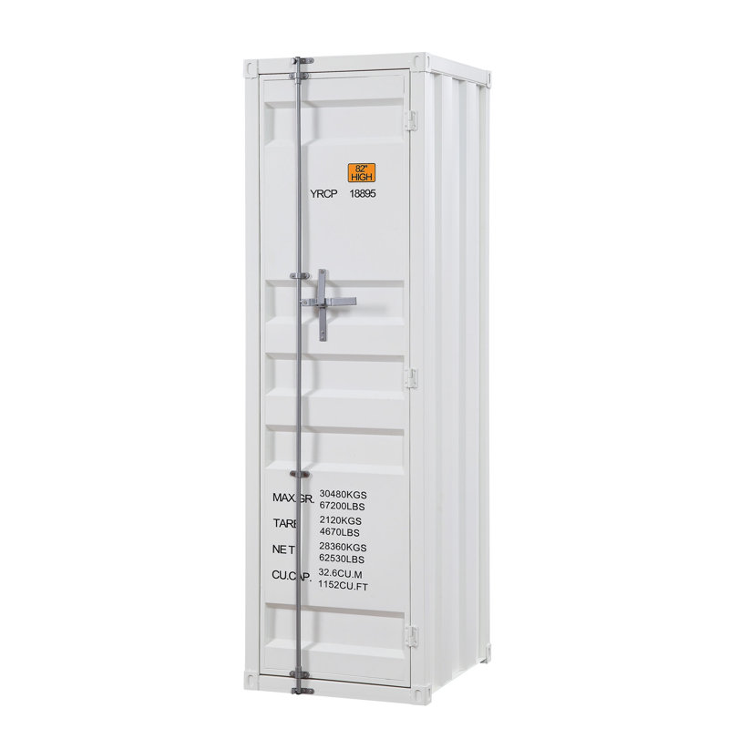 Blue Wardrobe With Full-Length Container Lock, Blanc, H 67 po x l 22 po x P 20 po