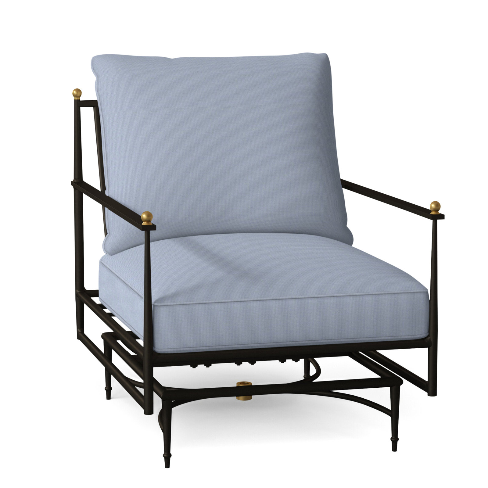 Roma Sunbrella® Patio Lounge Chair, Arbor Chambray Dove Sunbrella®, Welt, Standard Plus