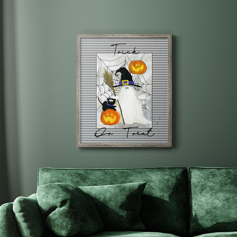 Toile encadrée de qualité supérieure «Trick or traiter» - prête à être accrochée, Argent patiné, H 24 po x l 20 po