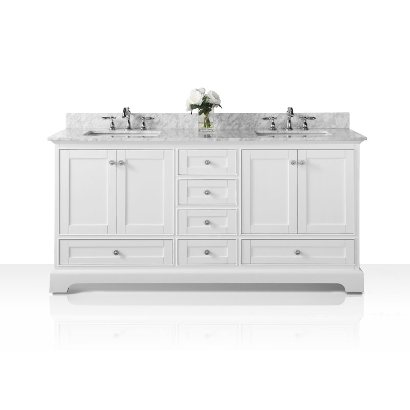 Audrey 72'' W Double Vanity, White| Brushed Nickel