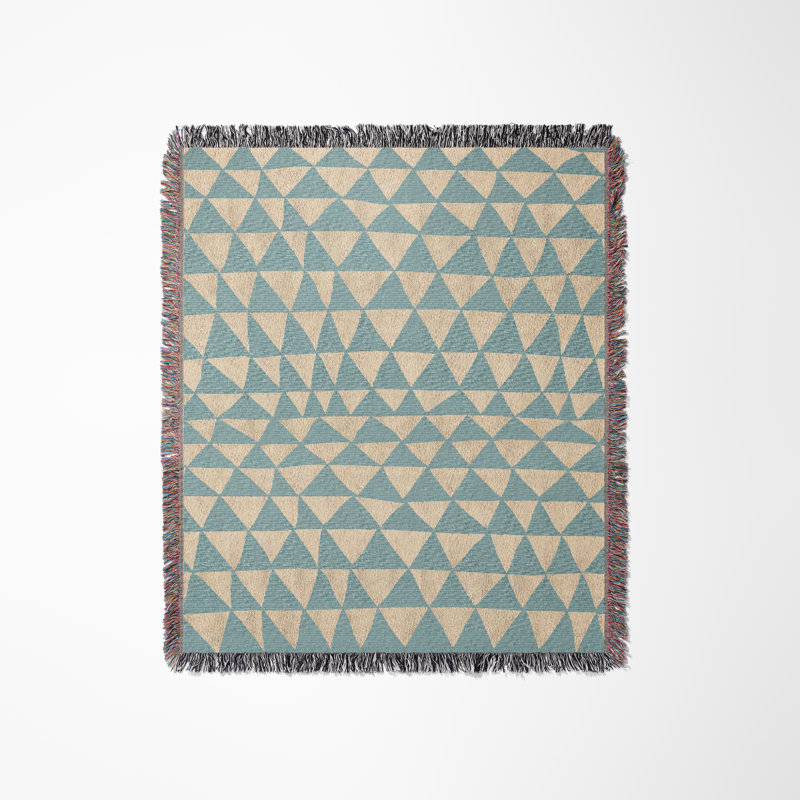 Jeté en coton Kelia, Jeté, Bleu / beige