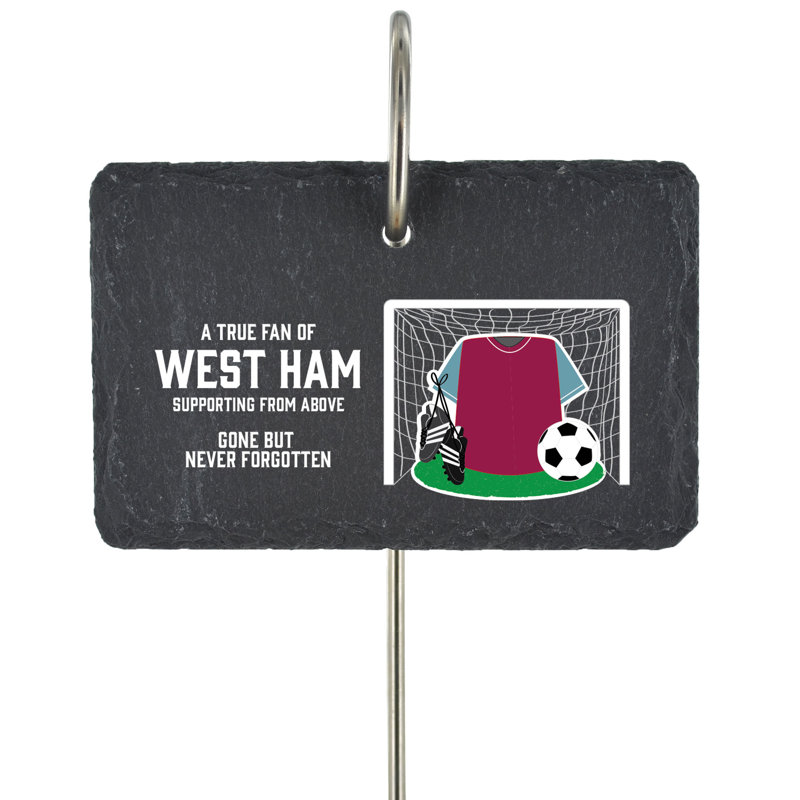 Bobbey West Ham Fan Football Slate Grave Marker Sport Memorial Plaque
