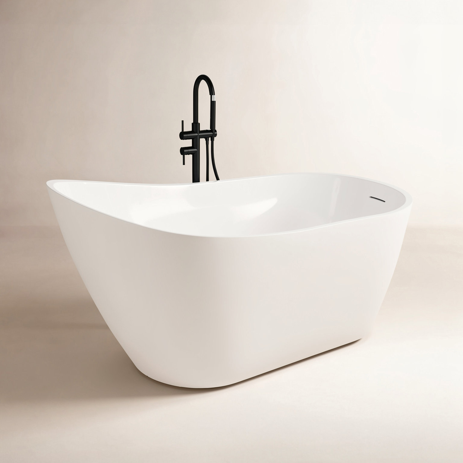 Tidal 59" Freestanding Soaking Acrylic Bathtub