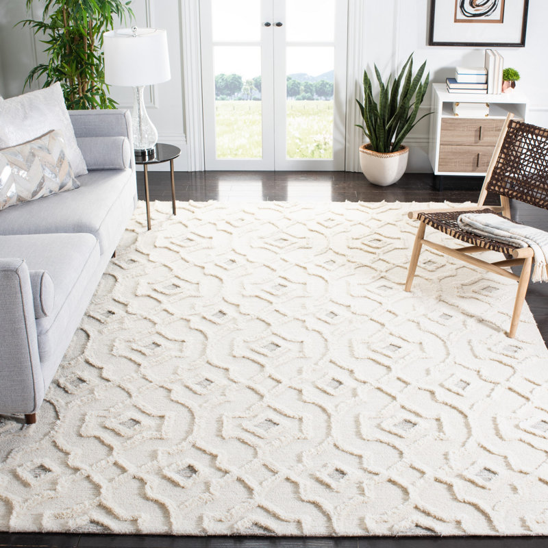 Brumbelow Hand Tufted Wool Geometric Rug, Rectangle 6' x 9'