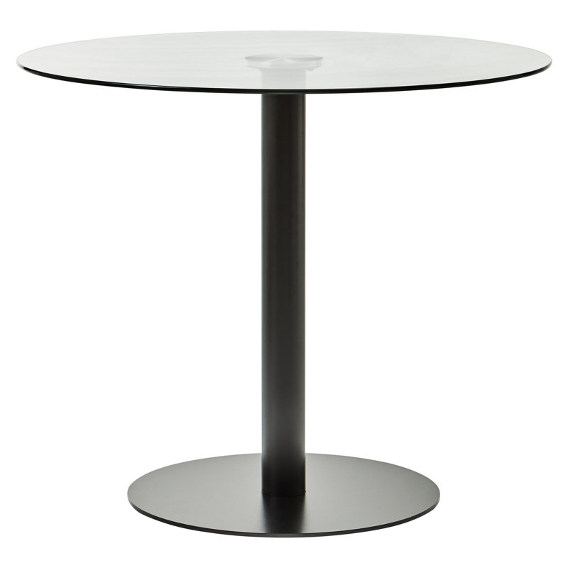 Round Glass Top Metal Base Dining Table, Black