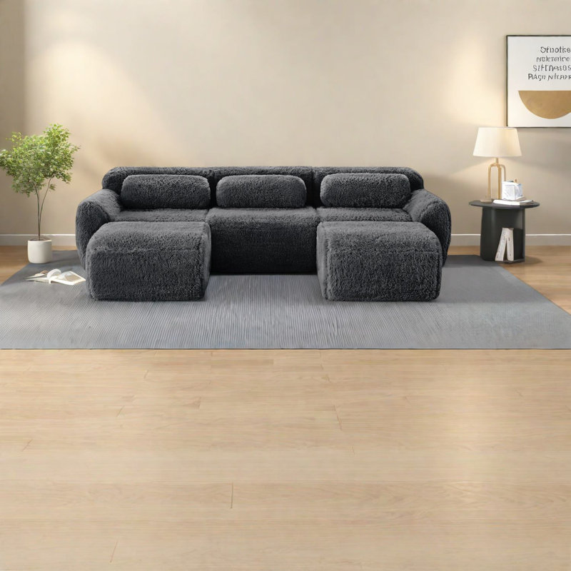 Canapés ergonomiques en forme de U, tissu moelleux, conception antidérapante, polyvalence à la maison