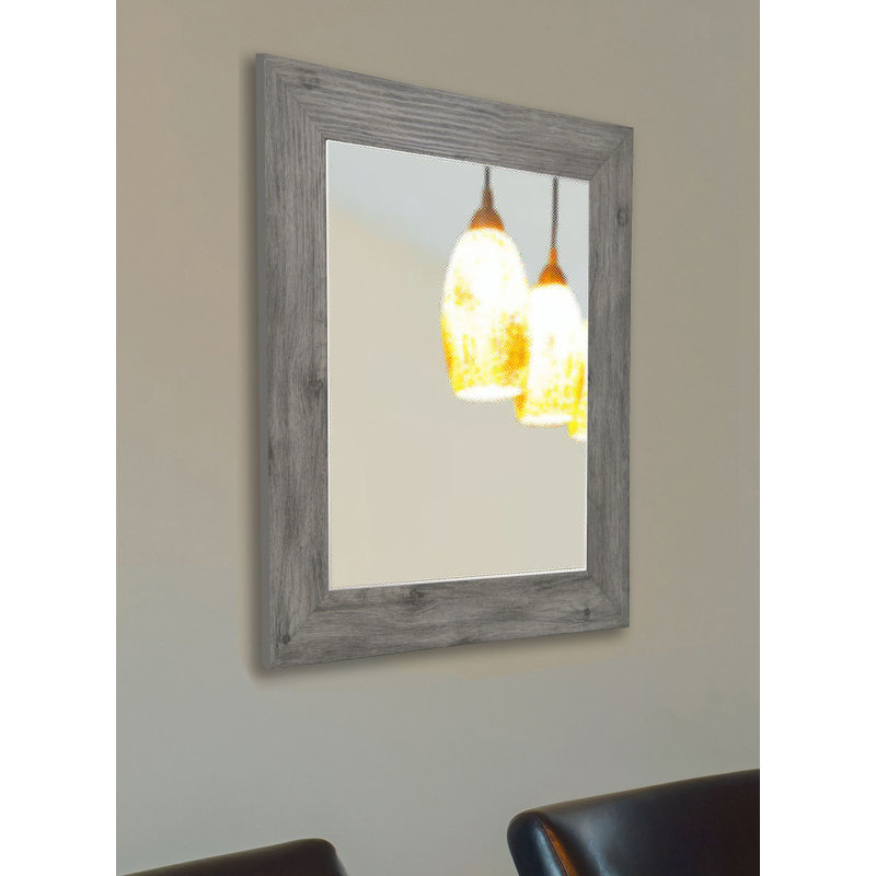 Machuca Engineered Wood Rectangle Wall Mirror, 29.5" H x 35.5" W, Gray