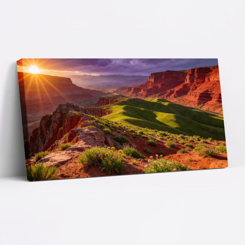 Coucher de soleil sur un canyon, ensemble de 1 reproduction d'art sur toile tendue, 5828