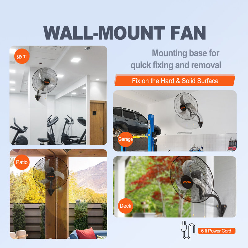VEVOR 26.4'' Oscillating Wall Mounted Fan Fan