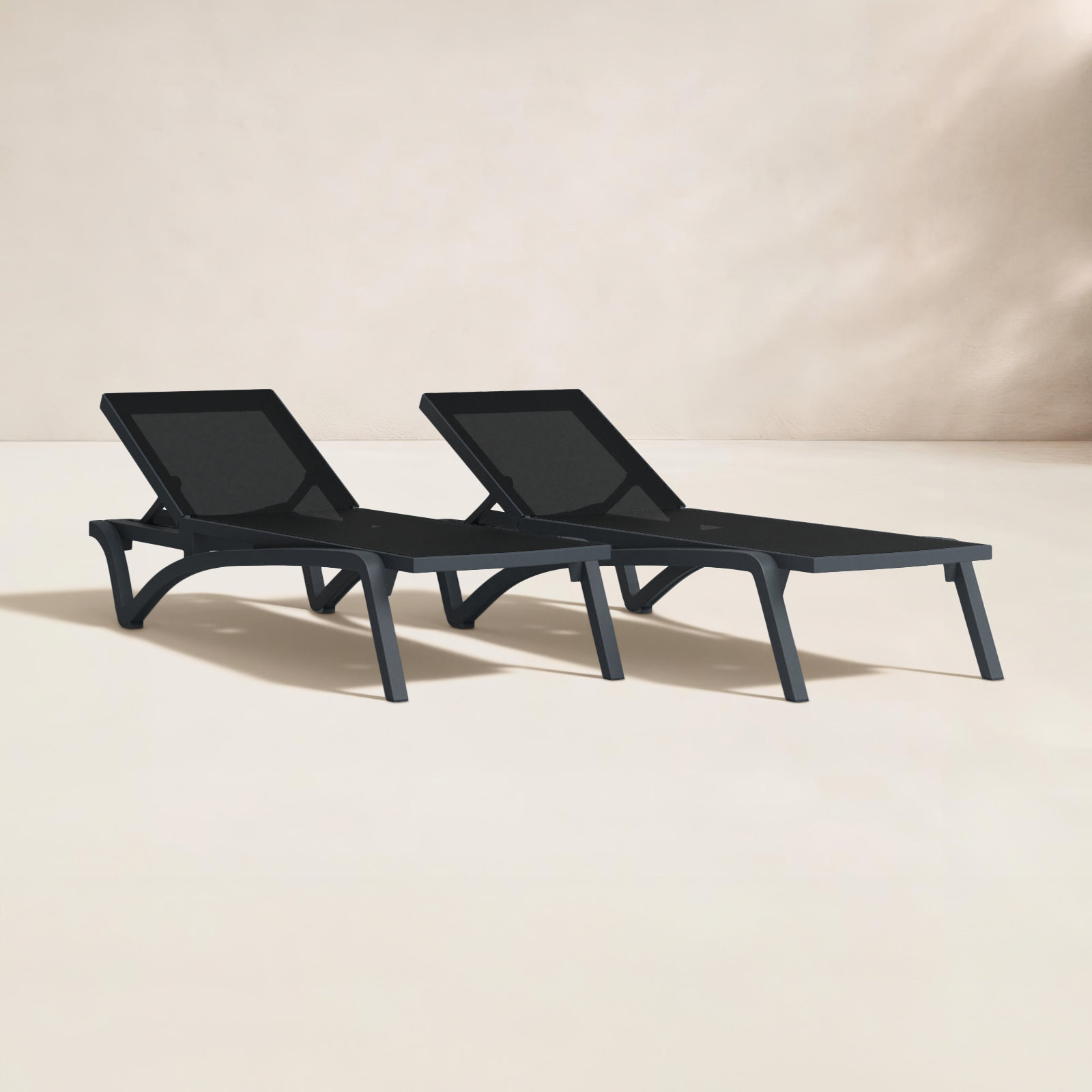 Estes 27" Patio Chaise Lounge, Dark Gray/Black