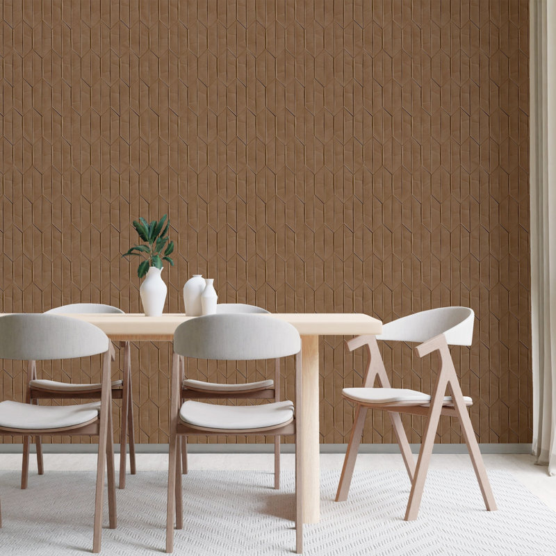 Arcadia Collection Geometric Print Wallpaper Roll, Brown