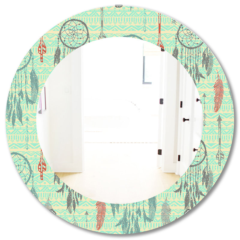 Plumes 22 - Miroir bohémien et éclectique, H 31,5 po x l po