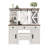 43.3" Farmhouse Makeup Vanity Desk With Lighted Mirror, Vanity Table Set With Storage Stool And Charging Station, Dressing Table With Sliding Barn Door Hidden Shelves & 3 Drawers & 4 Cabinets, Beige