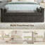 Banc moderne en chenille avec accoudoirs et deux coussins-1063899839