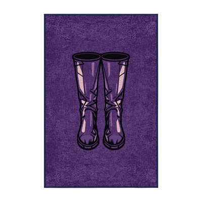 Machine Washable Pryer Halloween Modern & Contemporary Abstract Rug in Purple – Navy Binding