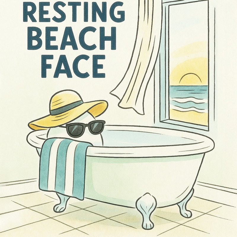 «Resting Beach Face» - art mural sur toile, H 40 po x l 40 po