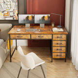 Writing Desk With 6-tier Fabric Drawers,home Office Desk With Reversible Design,modern Corner Desk With Solid Structure