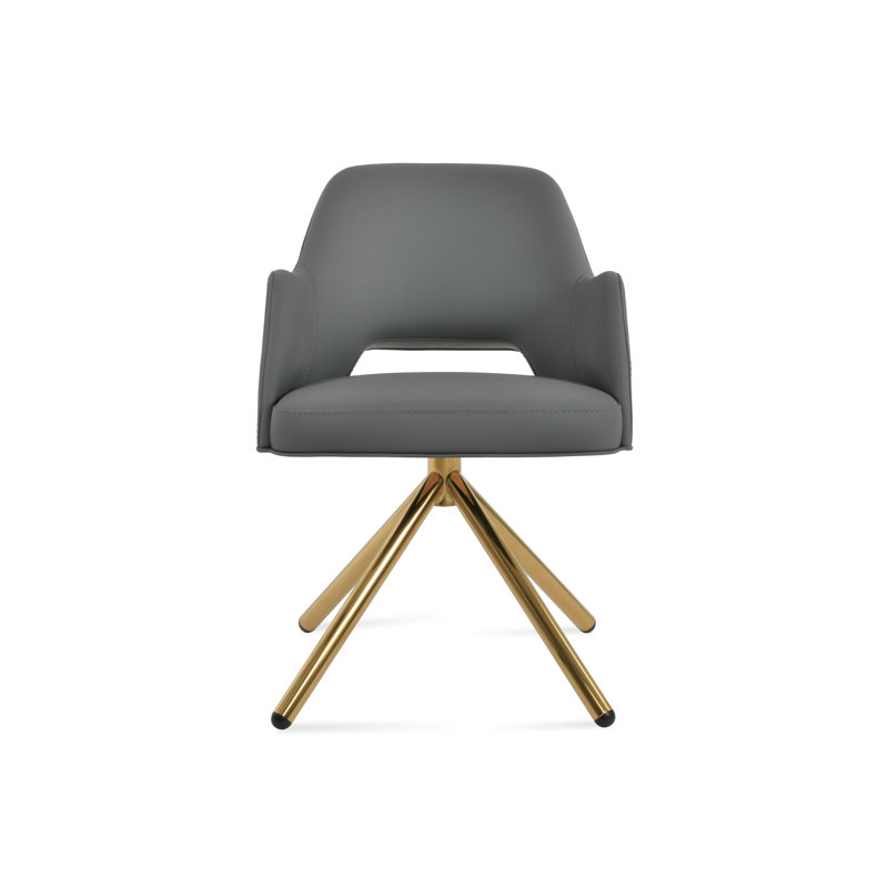 Marash Stick Swivel Arm Chair, Gold, Dark Gray