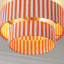 Ventilateur de plafond Tavi 20'' style bohème avec éclairage et télécommande, 4 lumières, structure en corde de papier orange et blanche, idéal pour le salon, la chambre ou la salle à manger.-130807085