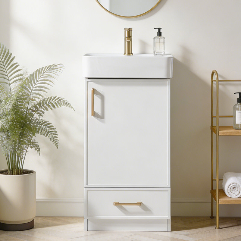 Mini-meuble-lavabo simple 18 po Modern, Blanc